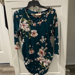 Dark green floral print maternity top